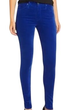 AG Farrah High Waist Velvet Skinny Jeans Egyptian Blue Size 23 Luxe Stretch